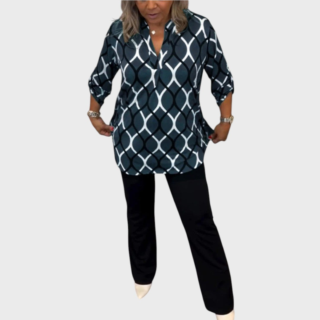 Janny | Casual Bluse med Lange Ærmer og Elegant Mønster