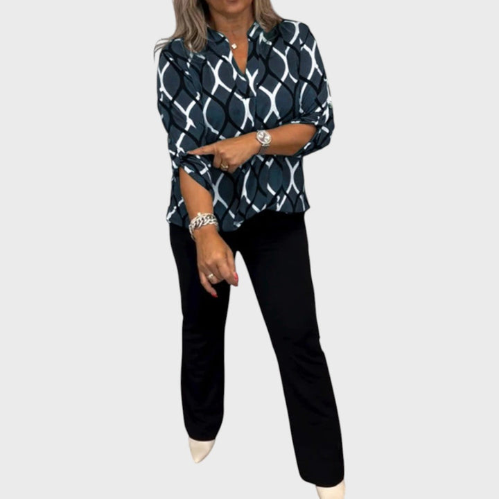 Janny | Casual Bluse med Lange Ærmer og Elegant Mønster