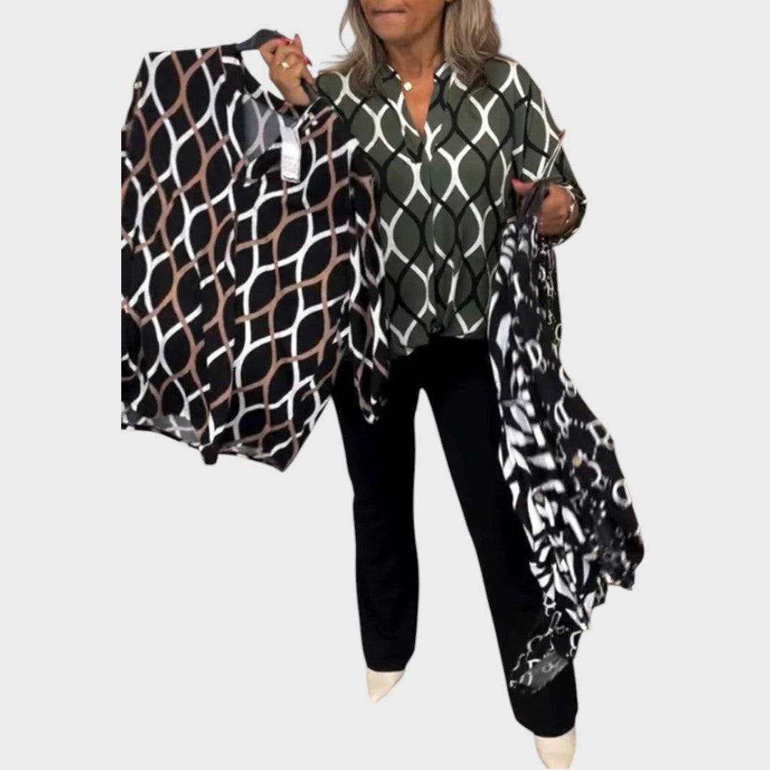 Janny | Casual Bluse med Lange Ærmer og Elegant Mønster
