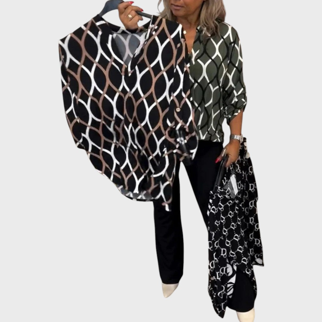 Janny | Casual Bluse med Lange Ærmer og Elegant Mønster