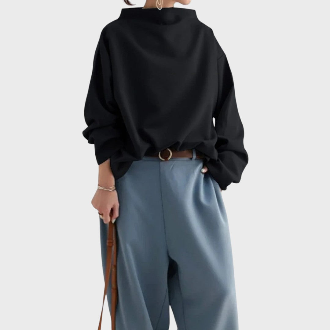 Elly | Weichi Strikket Top med Høj Krave