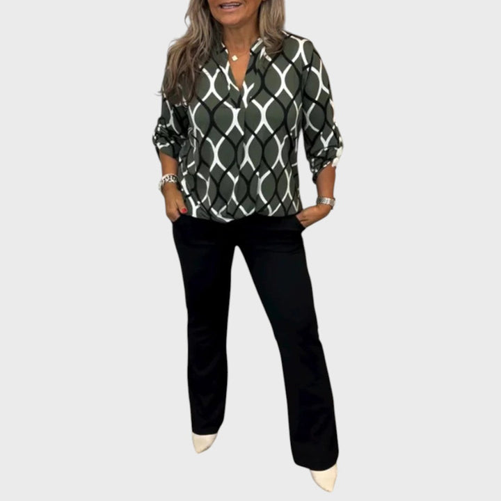 Janny | Casual Bluse med Lange Ærmer og Elegant Mønster