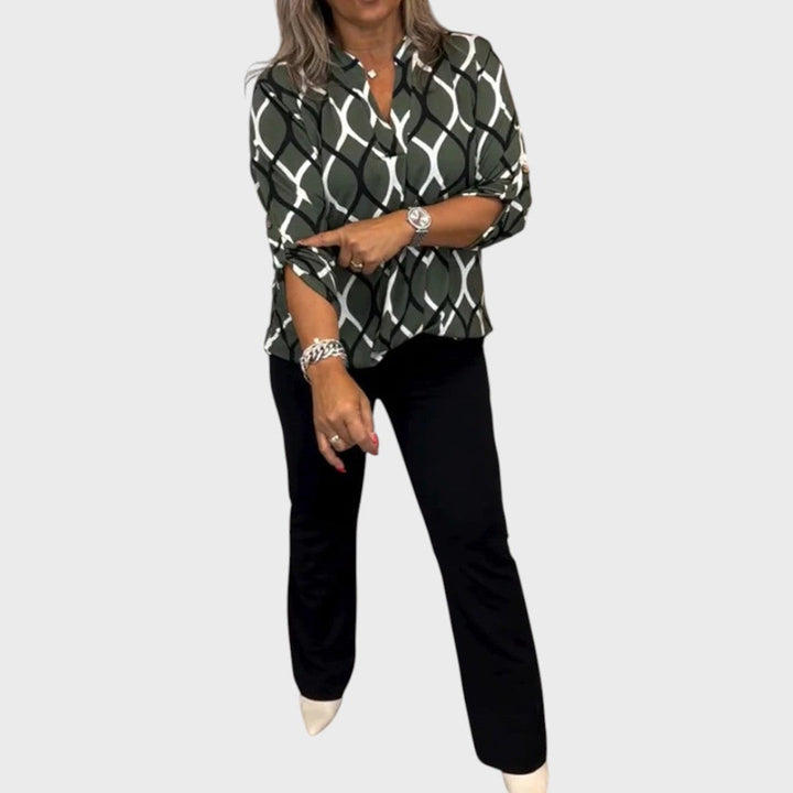 Janny | Casual Bluse med Lange Ærmer og Elegant Mønster