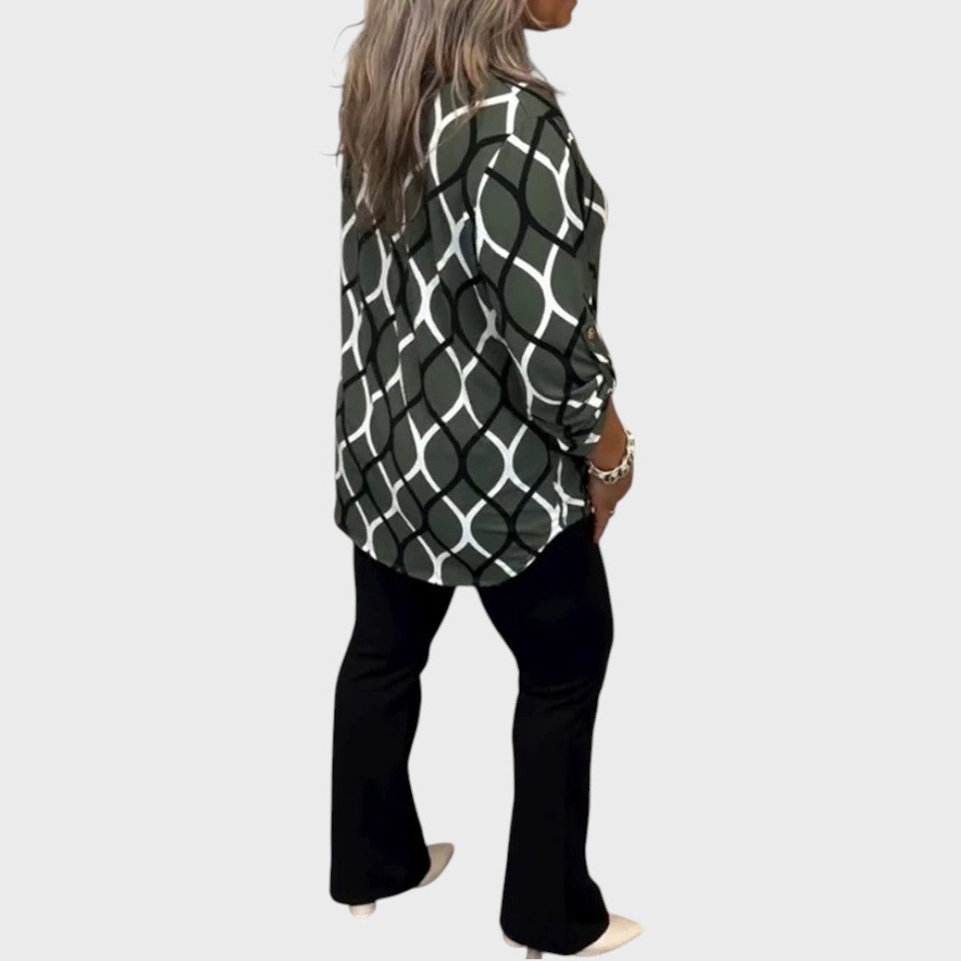 Janny | Casual Bluse med Lange Ærmer og Elegant Mønster