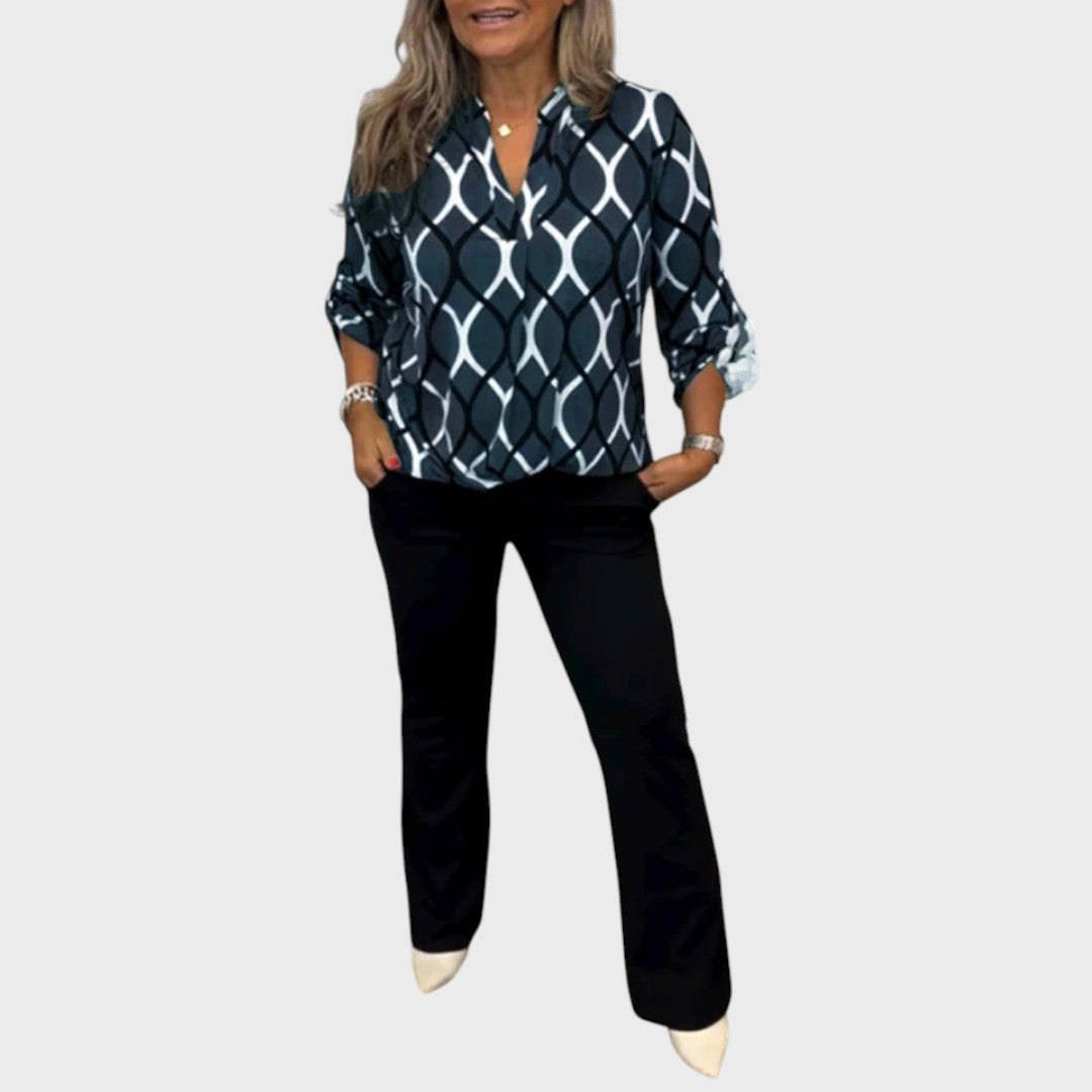 Janny | Casual Bluse med Lange Ærmer og Elegant Mønster