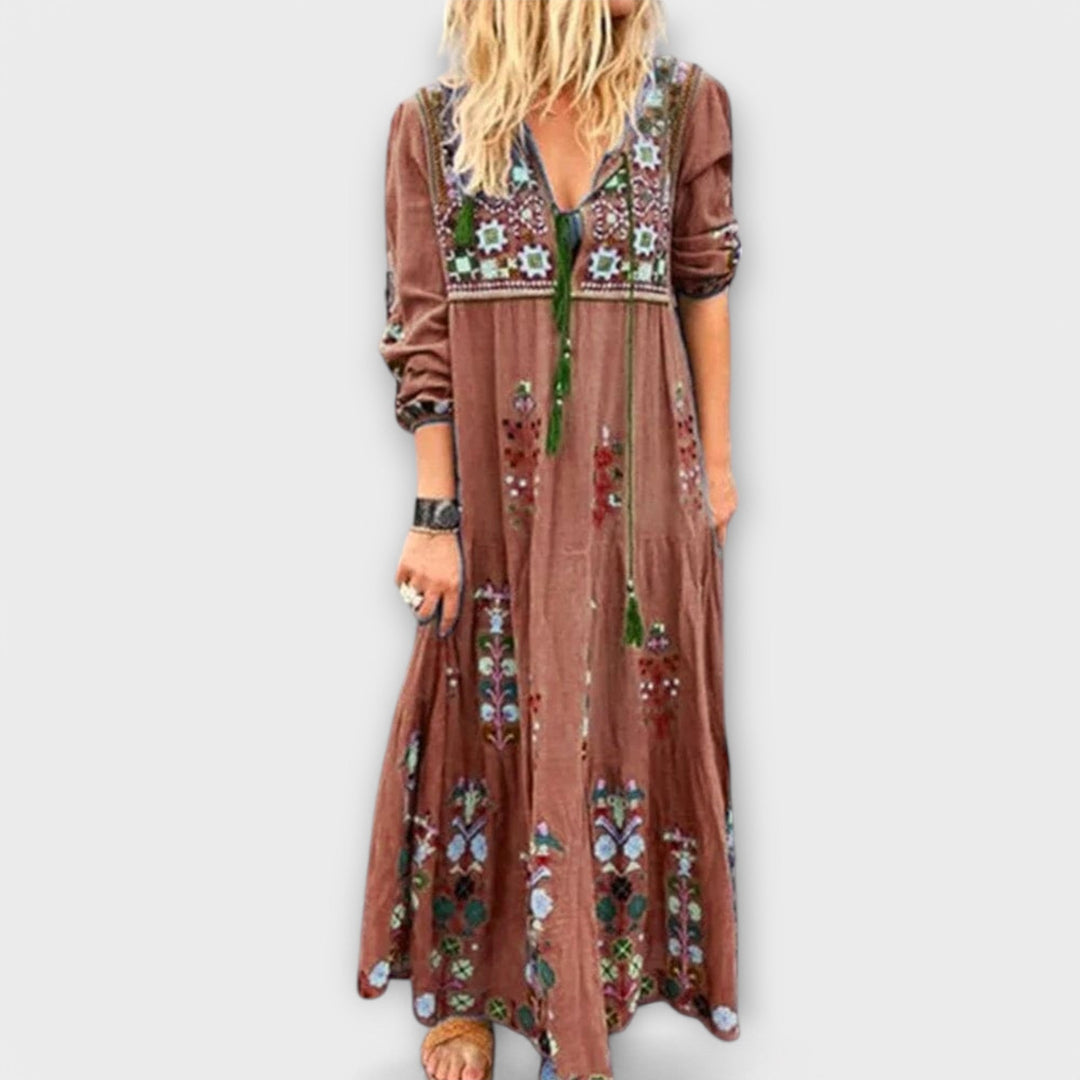 Vivi - Lässig’s Boho Linned Maxi Kjole