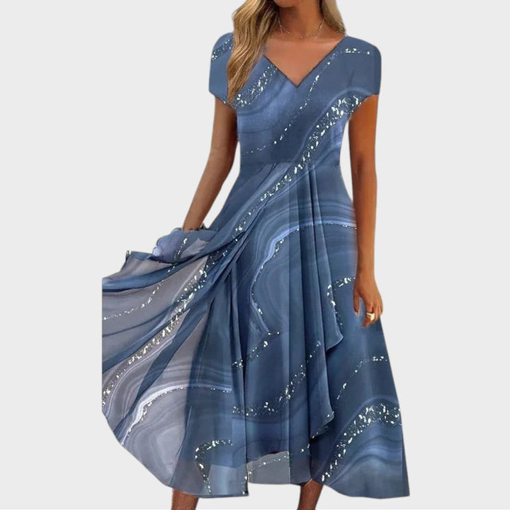 Isha | Elegant Midi Kjole med V-Udskæring