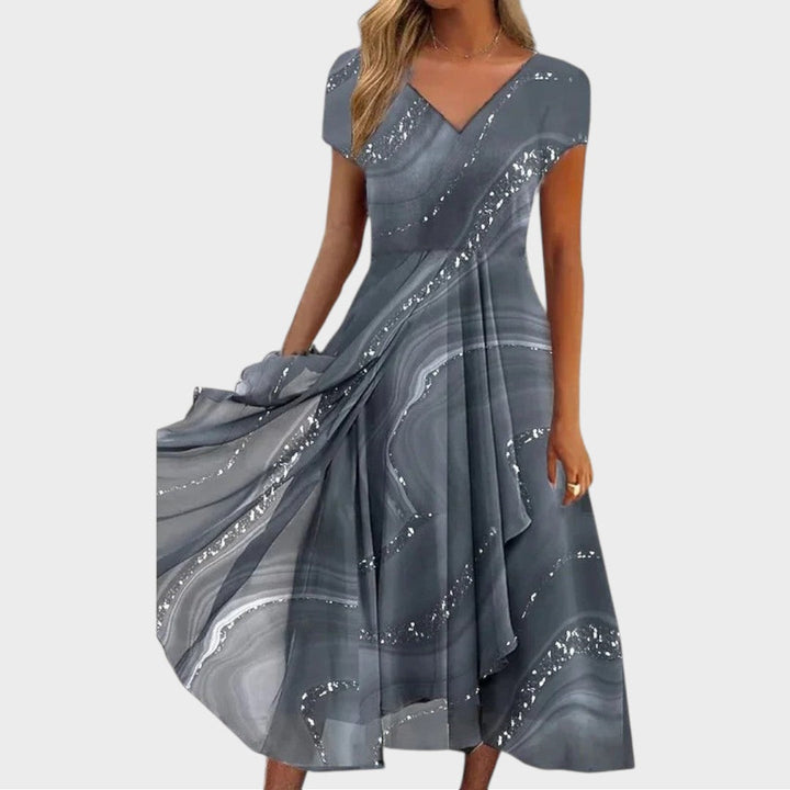 Isha | Elegant Midi Kjole med V-Udskæring