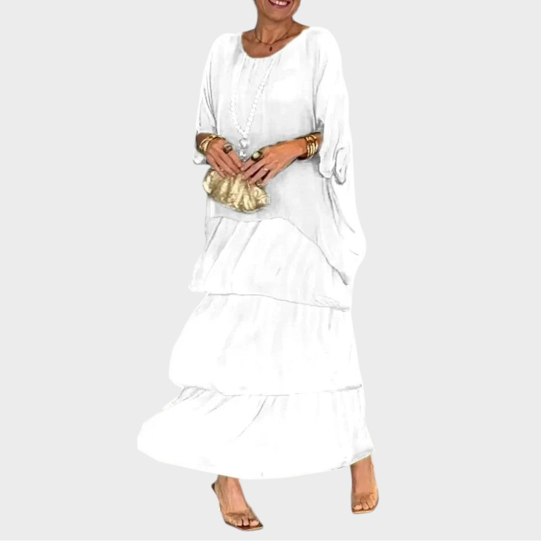 Nora | Elegant Chiffon Kjole i Boho Stil til Hverdagsbrug