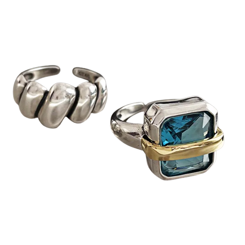 Blå Zircon Sølv Ring