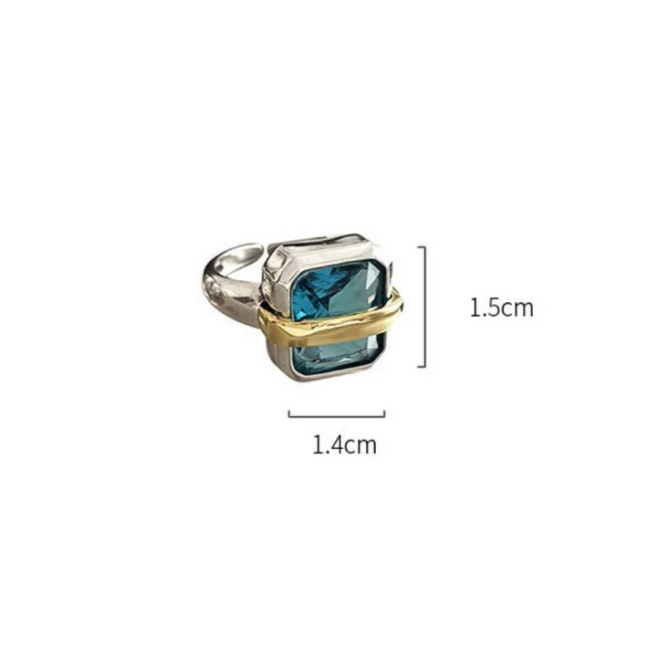 Blå Zircon Sølv Ring