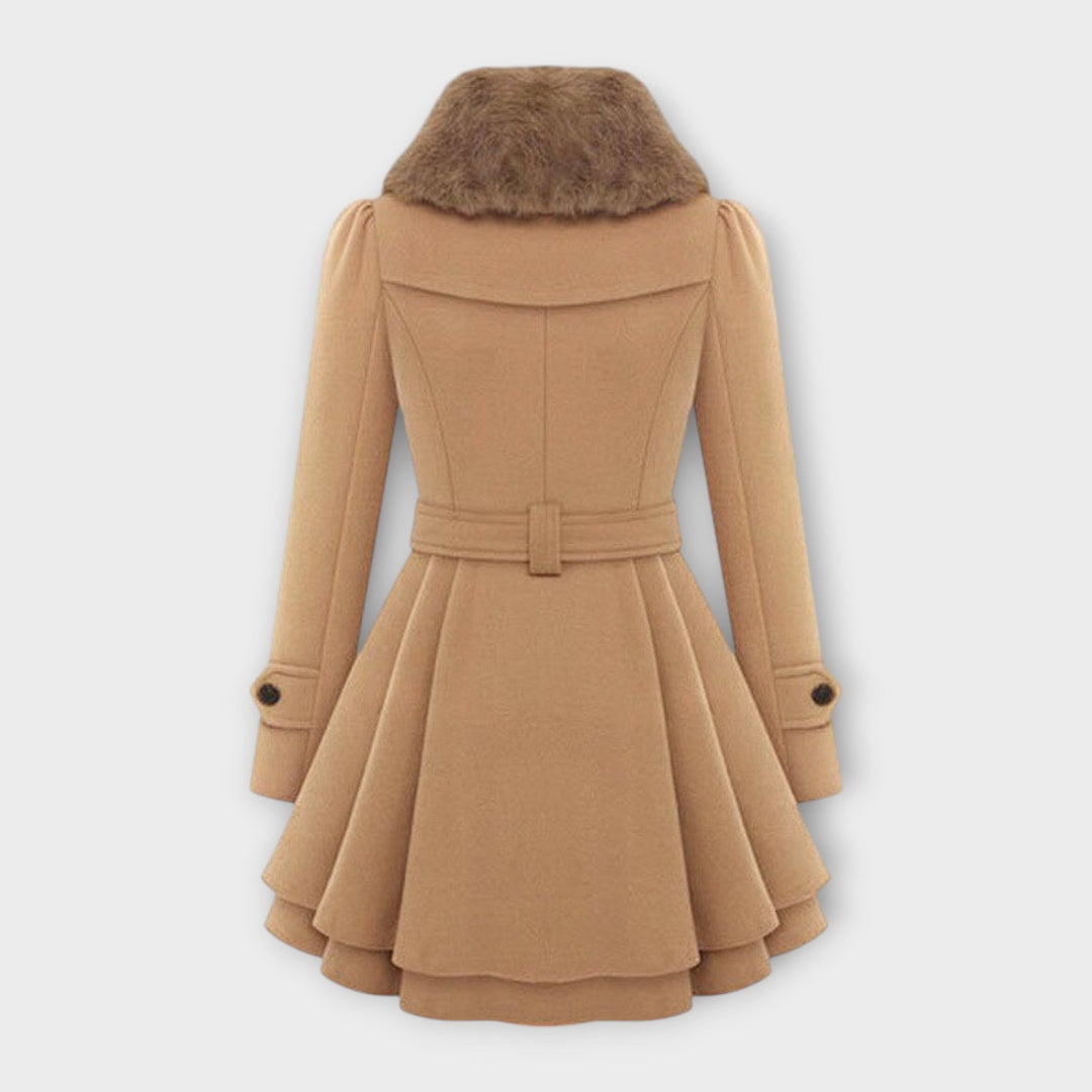 Emma - Elegant Frakke med Faux Fur Krave