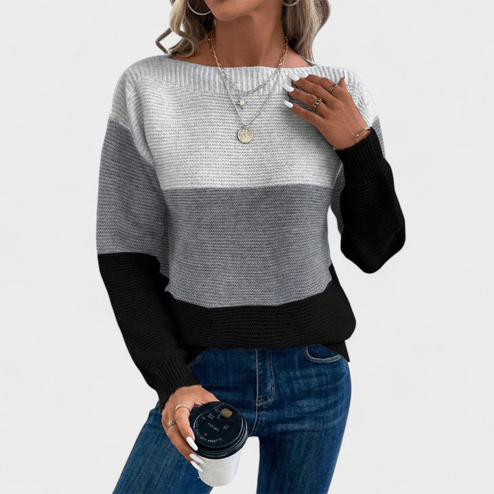 Camille | Farveblok Strikket Jumper