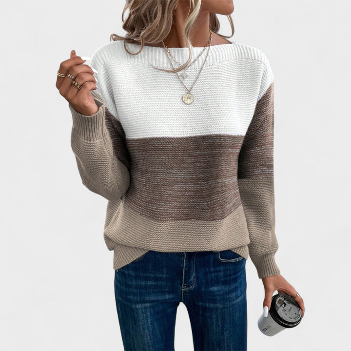 Camille | Farveblok Strikket Jumper