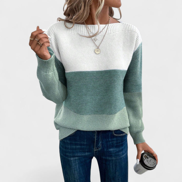 Camille | Farveblok Strikket Jumper