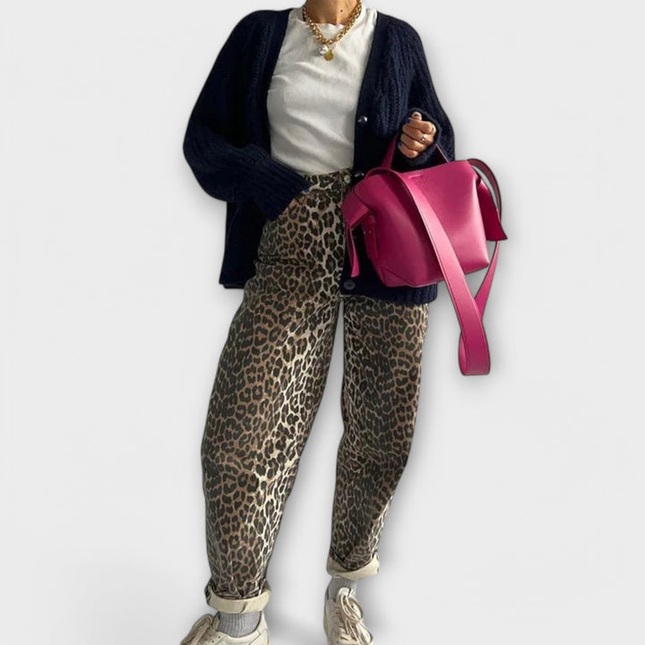 Chandra – Vintage Jeans med Leopardprint