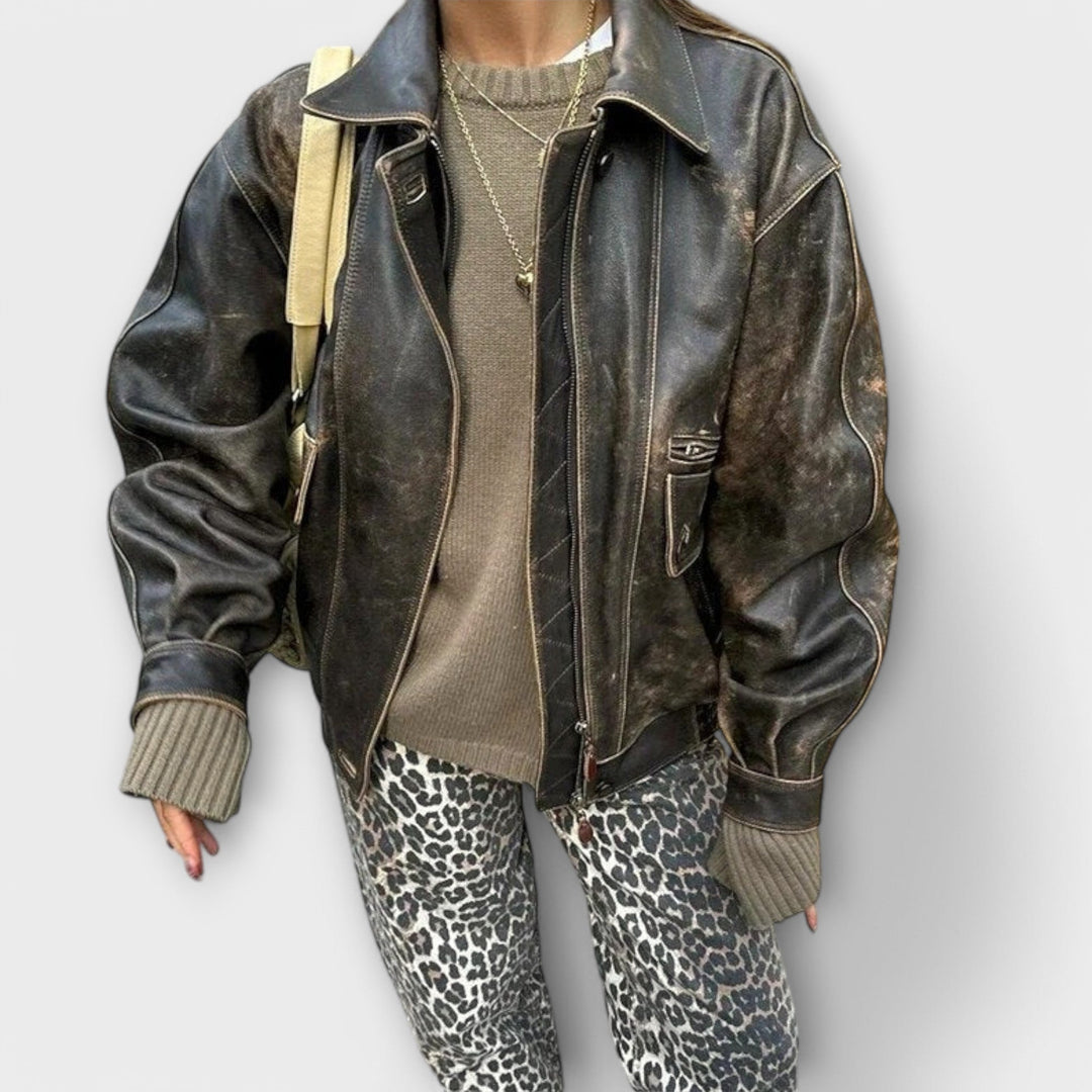 Chandra – Vintage Jeans med Leopardprint