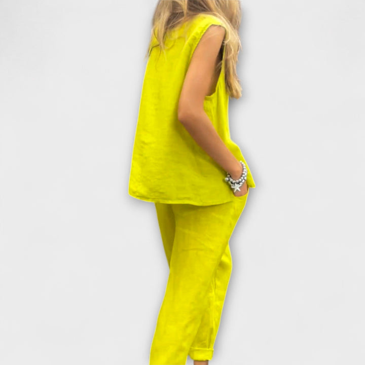 Jennifer - Behageligt Outfit i Bomuld-Linned