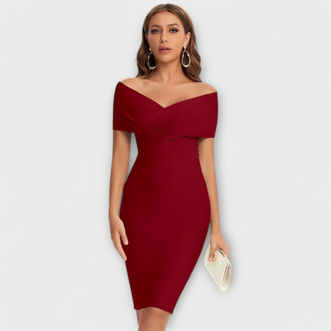 Elegant Kjole med V-Hals