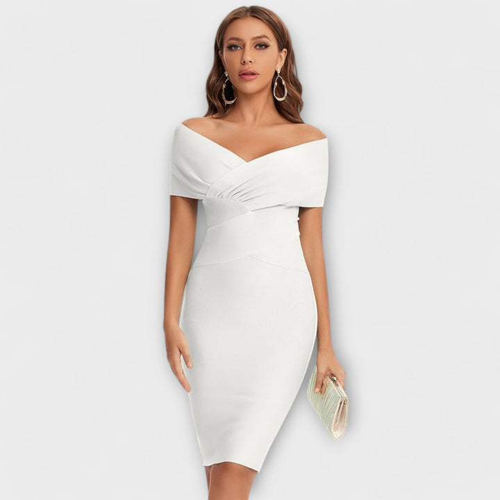 Elegant Kjole med V-Hals