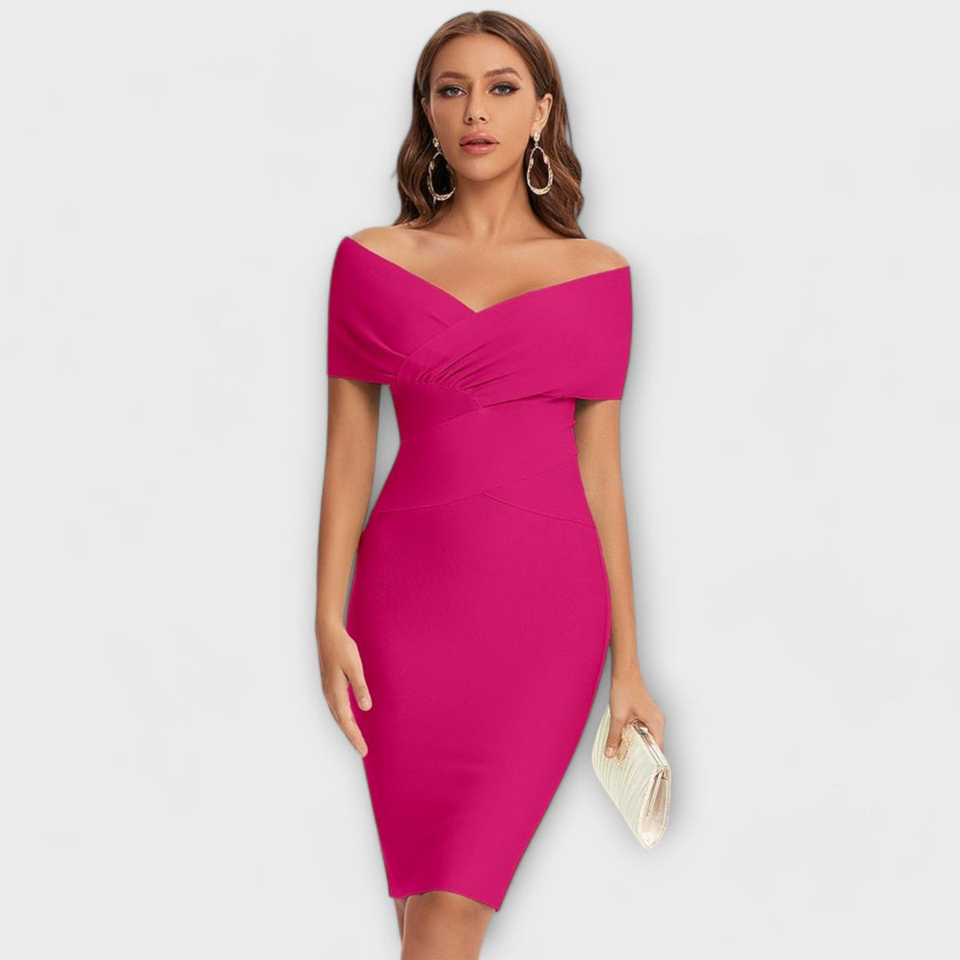 Elegant Kjole med V-Hals
