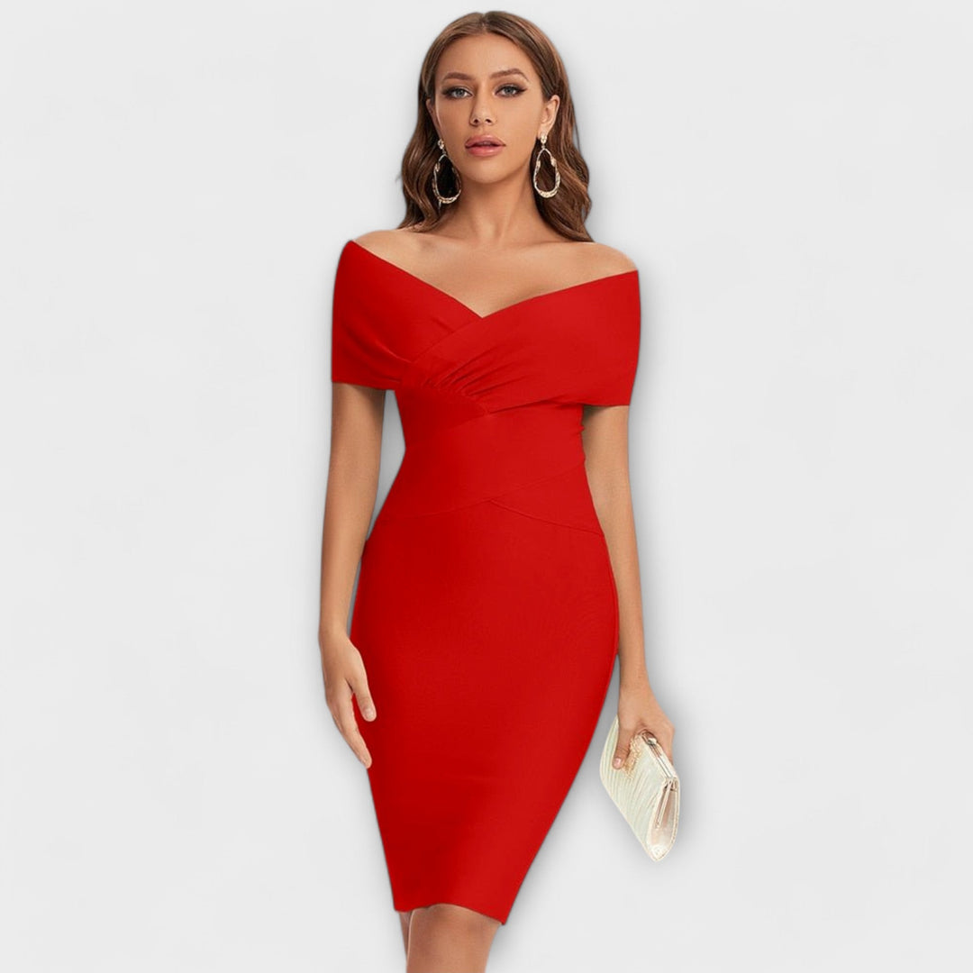 Elegant Kjole med V-Hals