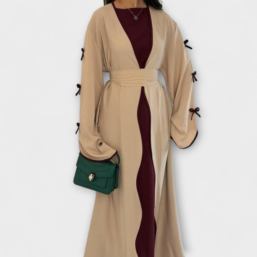 Jasmin - Stilfuld Cardigan og Kjole Duo med Sløjfedetalje