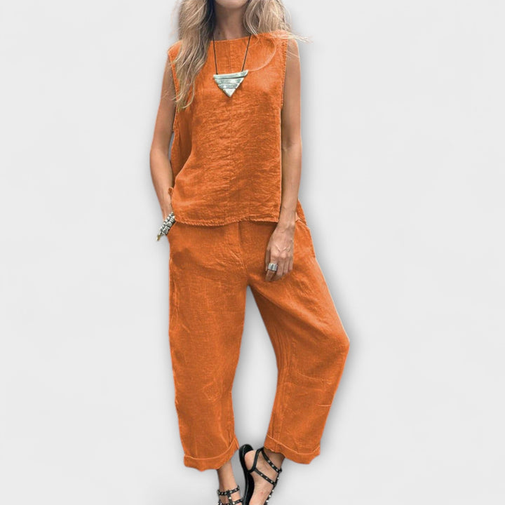 Jennifer - Behageligt Outfit i Bomuld-Linned