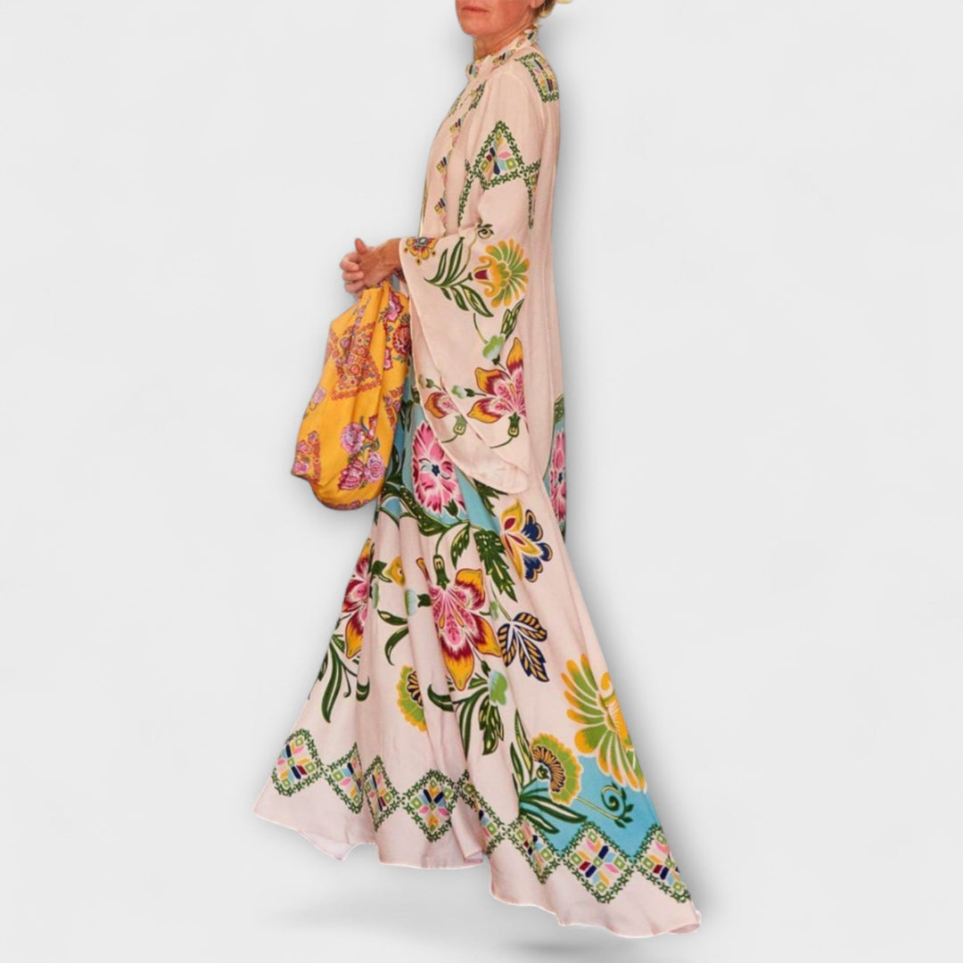 Lisa - Elegant Maxi Kjole med Blomstermønster og Flydende Design