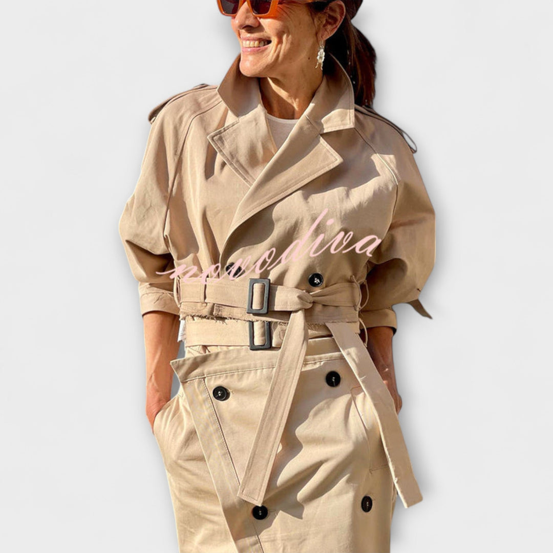 Lyra - Elegant Jakke Midi Nederdel med Lomme