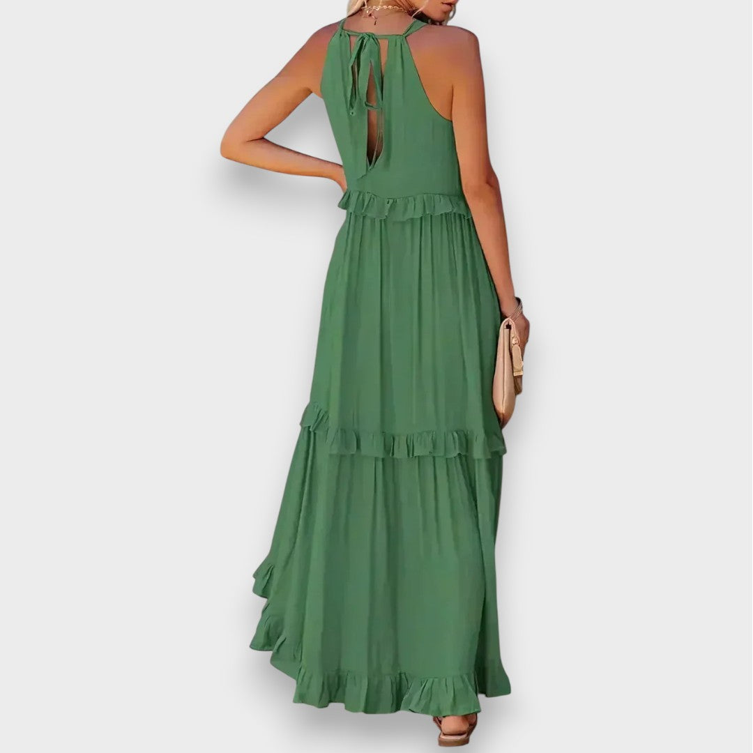 Alina | Ærmeløs Kjole med Volangdetaljer