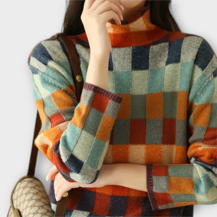 Jana | Patchwork Rullekrave Sweater