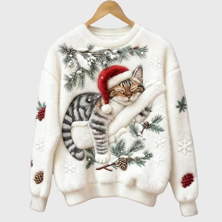 Stefany | Fuzzy jumper med kat til den festlige sæson