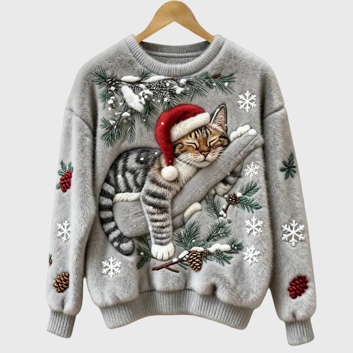 Stefany | Fuzzy jumper med kat til den festlige sæson