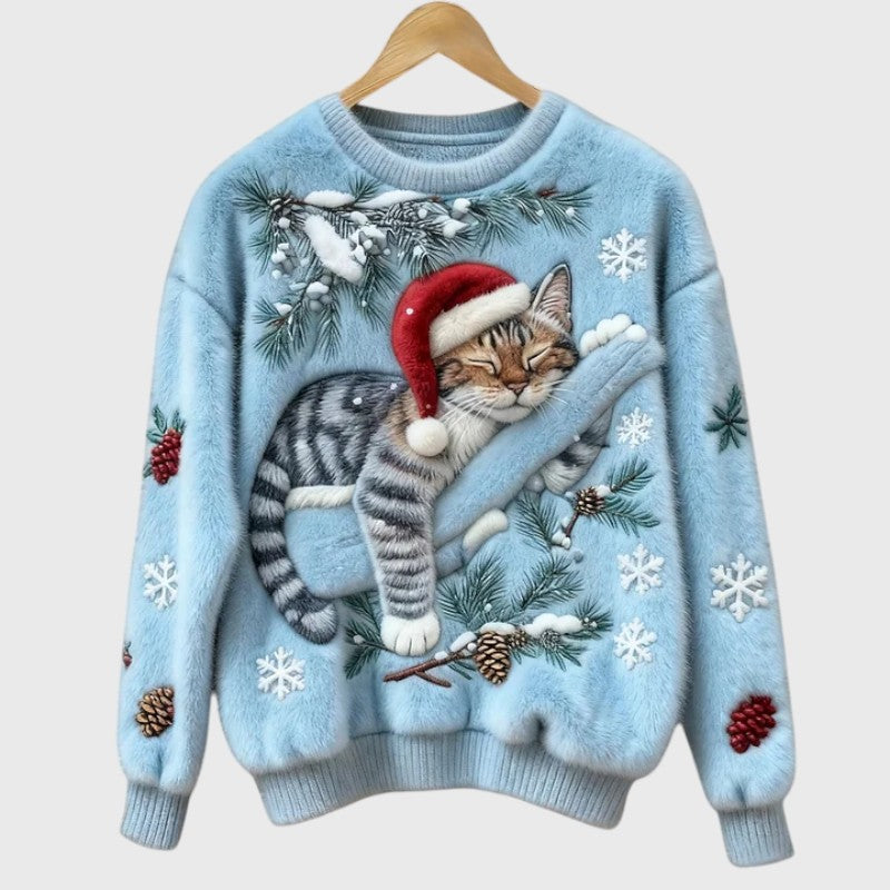 Stefany | Fuzzy jumper med kat til den festlige sæson