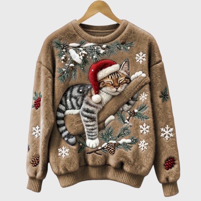 Stefany | Fuzzy jumper med kat til den festlige sæson