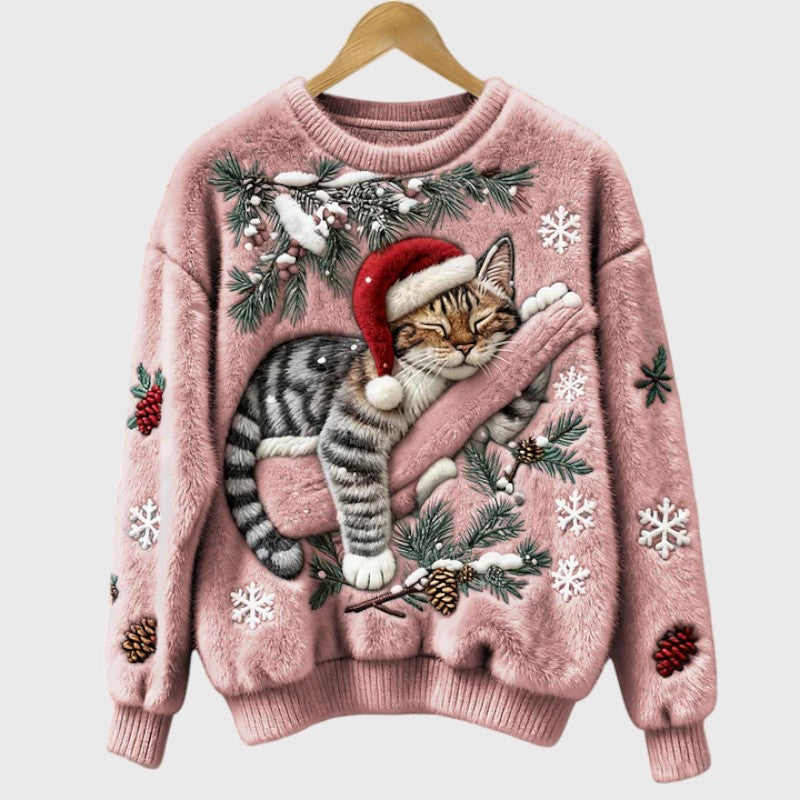 Stefany | Fuzzy jumper med kat til den festlige sæson