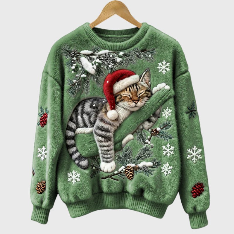 Stefany | Fuzzy jumper med kat til den festlige sæson