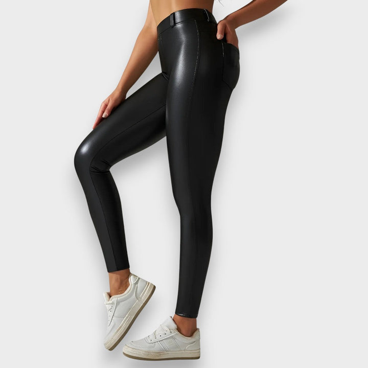 Alice | Faux læder formende tights