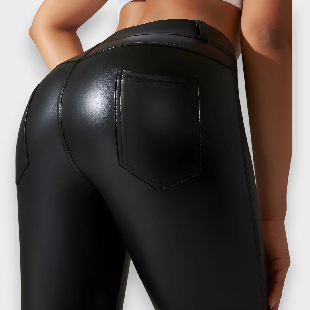 Alice | Faux læder formende tights