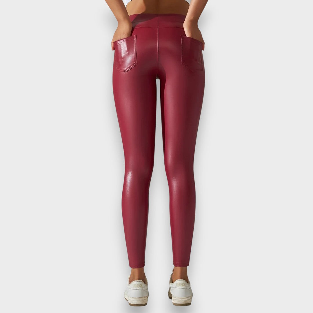 Alice | Faux læder formende tights