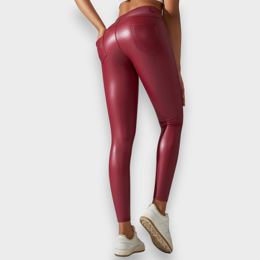 Alice | Faux læder formende tights