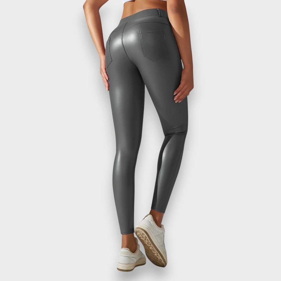 Alice | Faux læder formende tights