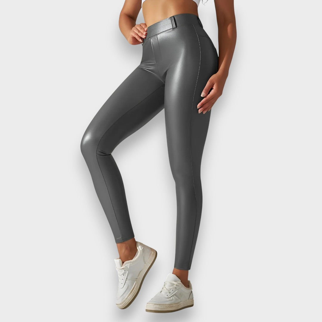 Alice | Faux læder formende tights
