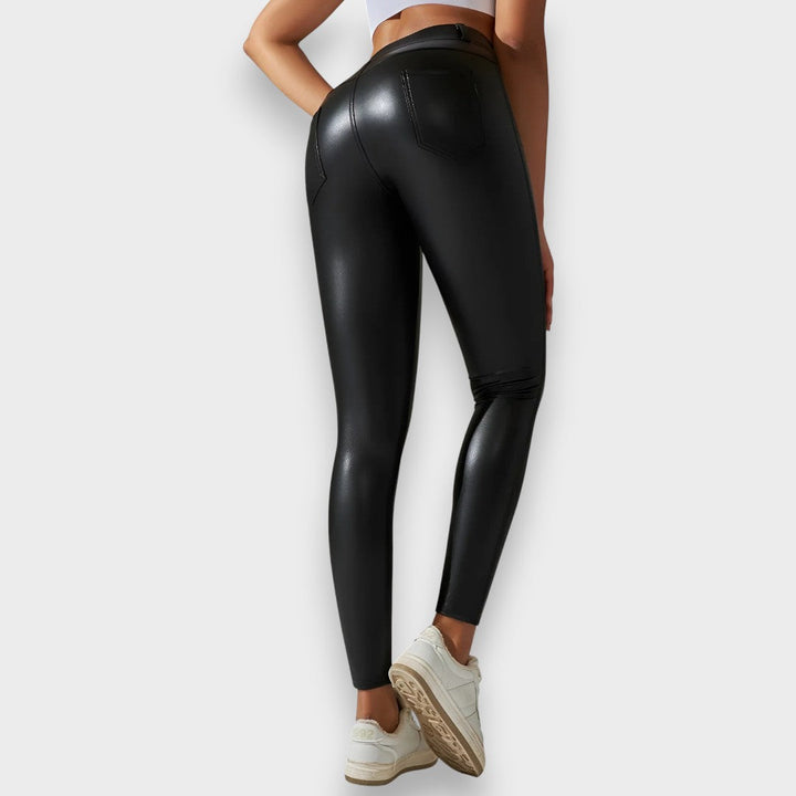Alice | Faux læder formende tights