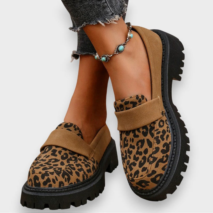 Jasmine | Platform Patentlæder Støvler i Leopardprint