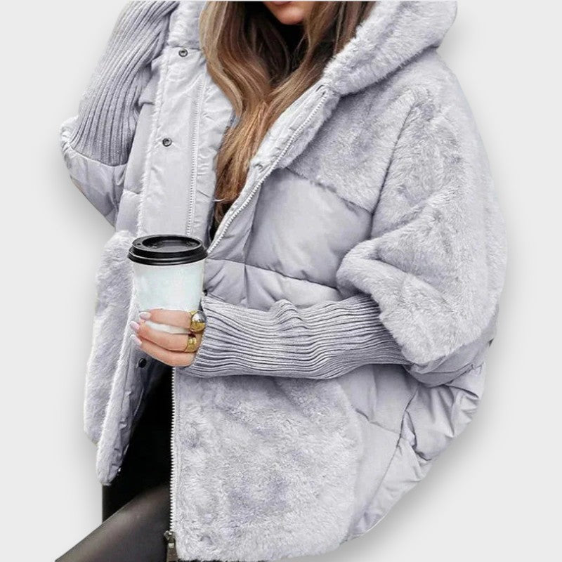 Frida | Oversized Patchwork Puffer Jakke med Hætte