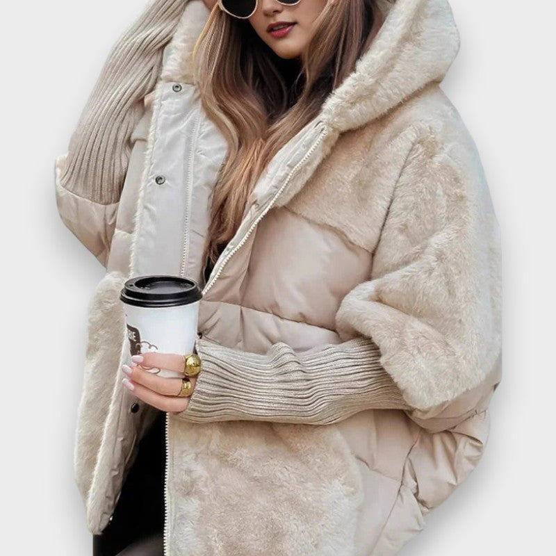 Frida | Oversized Patchwork Puffer Jakke med Hætte