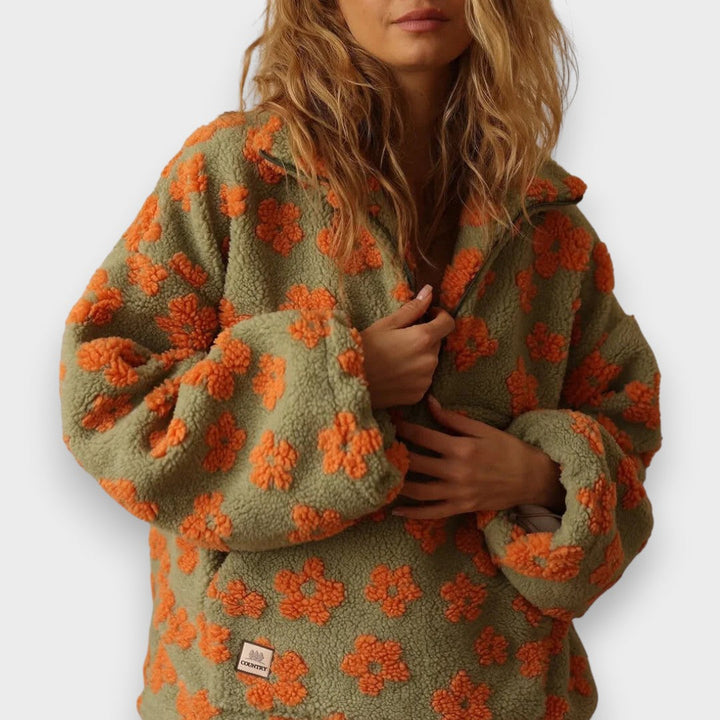 Irma | Langærmet fleecepullover med blomstermønster