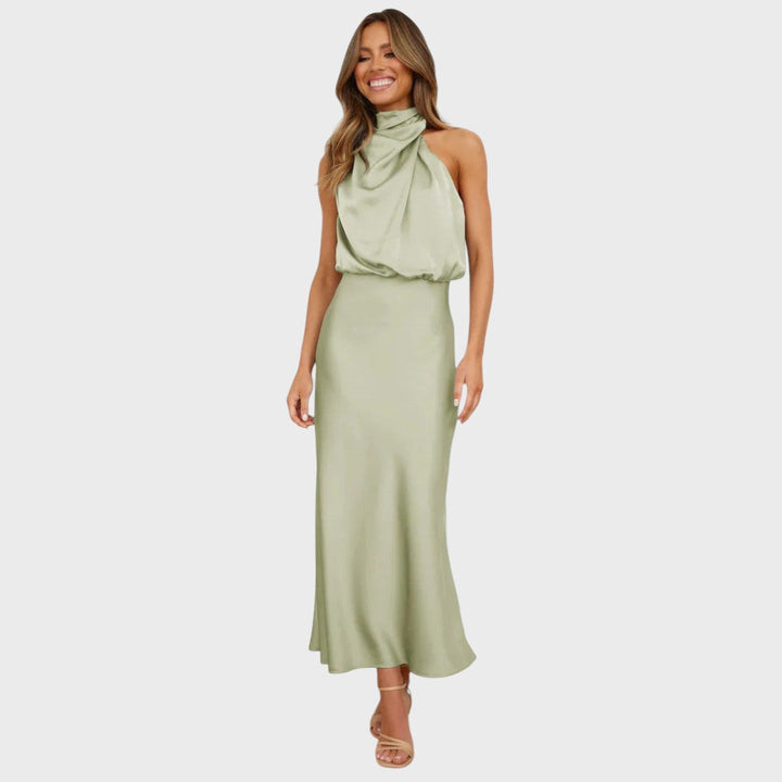 Benthe | Midi Kjole med Off-the-Shoulder Design